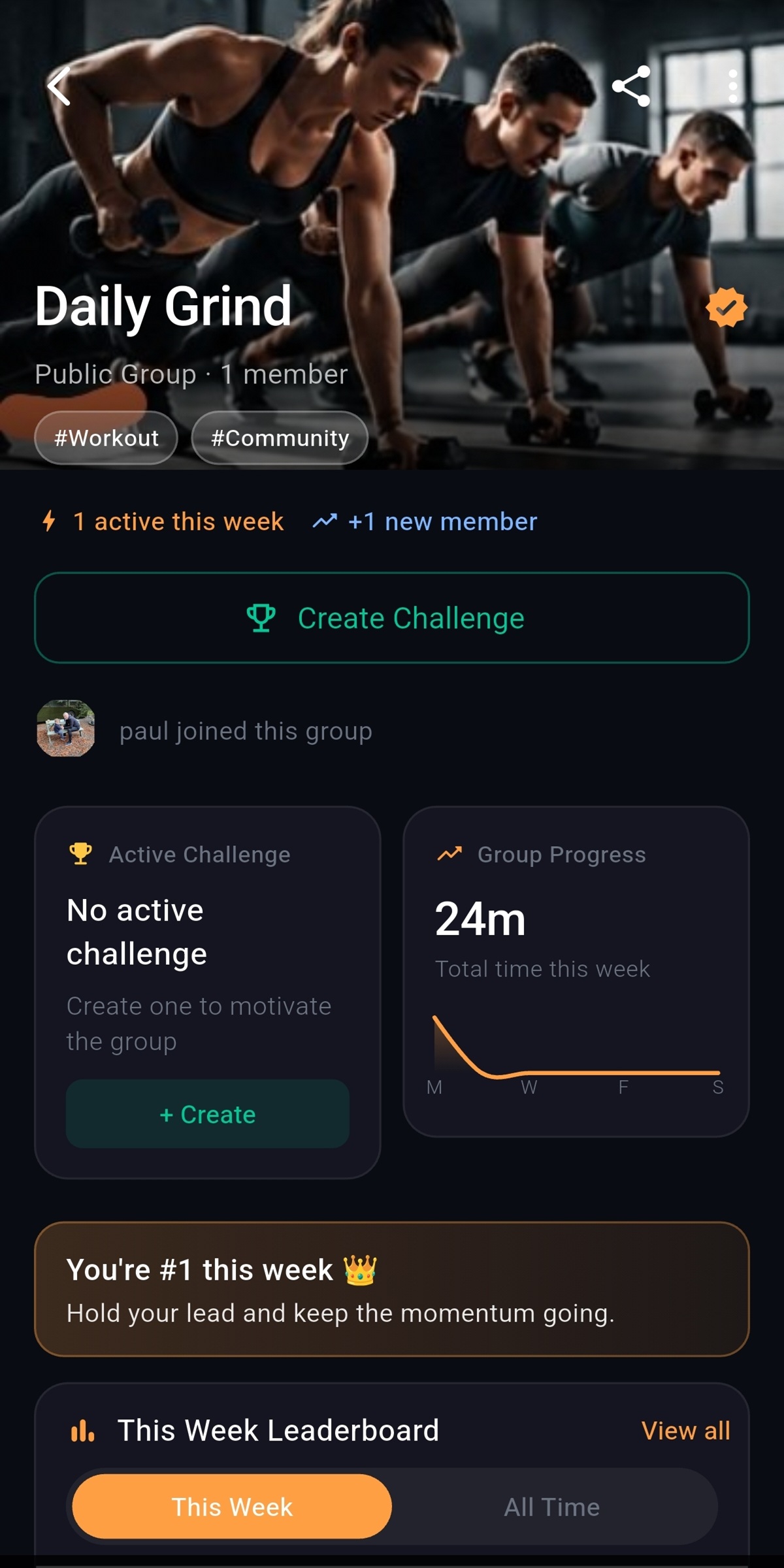 Groups screen showing community running and walking groups